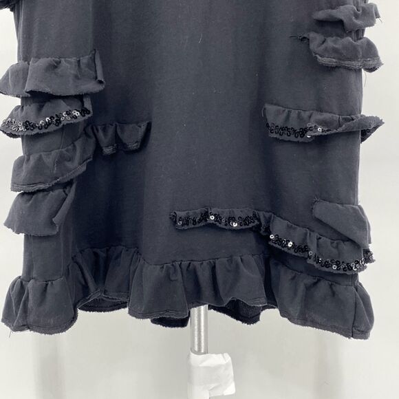 J. Crew Black Sleeveless Scoop Neck Layered Ruffle Sequins Tank Top Size 2XS - Picture 9 of 10